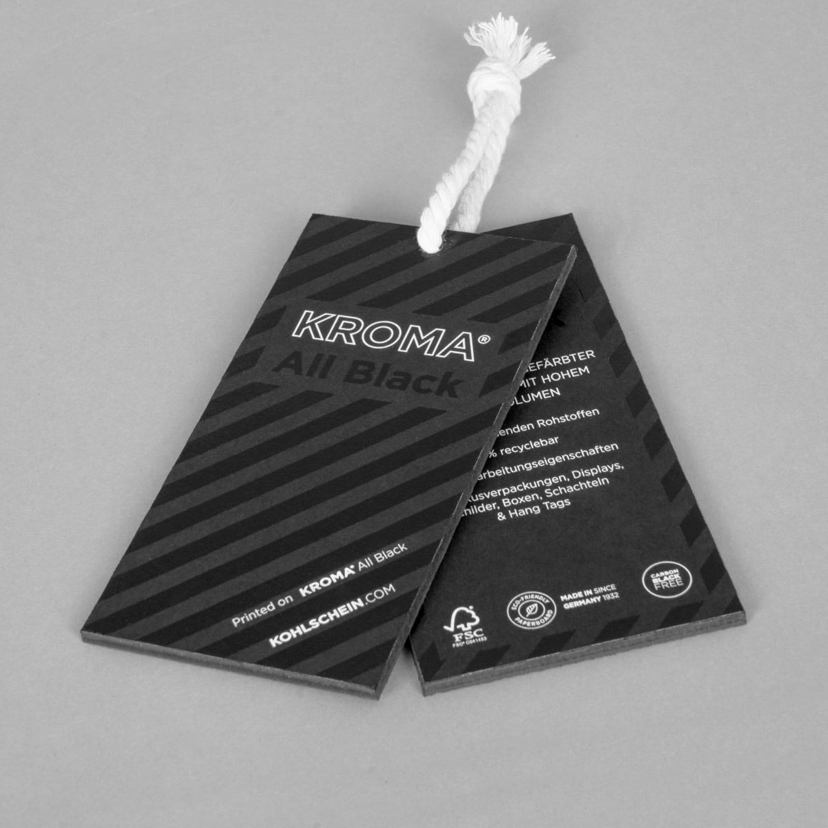 Signs / Hangtags made of KROMA All Black